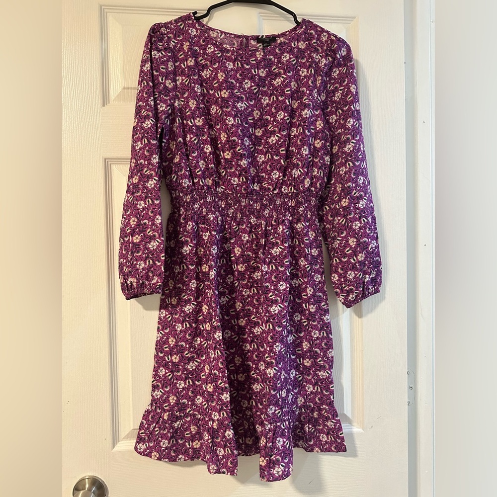 Ann Taylor Factory Floral Dress in Vibrant Purple